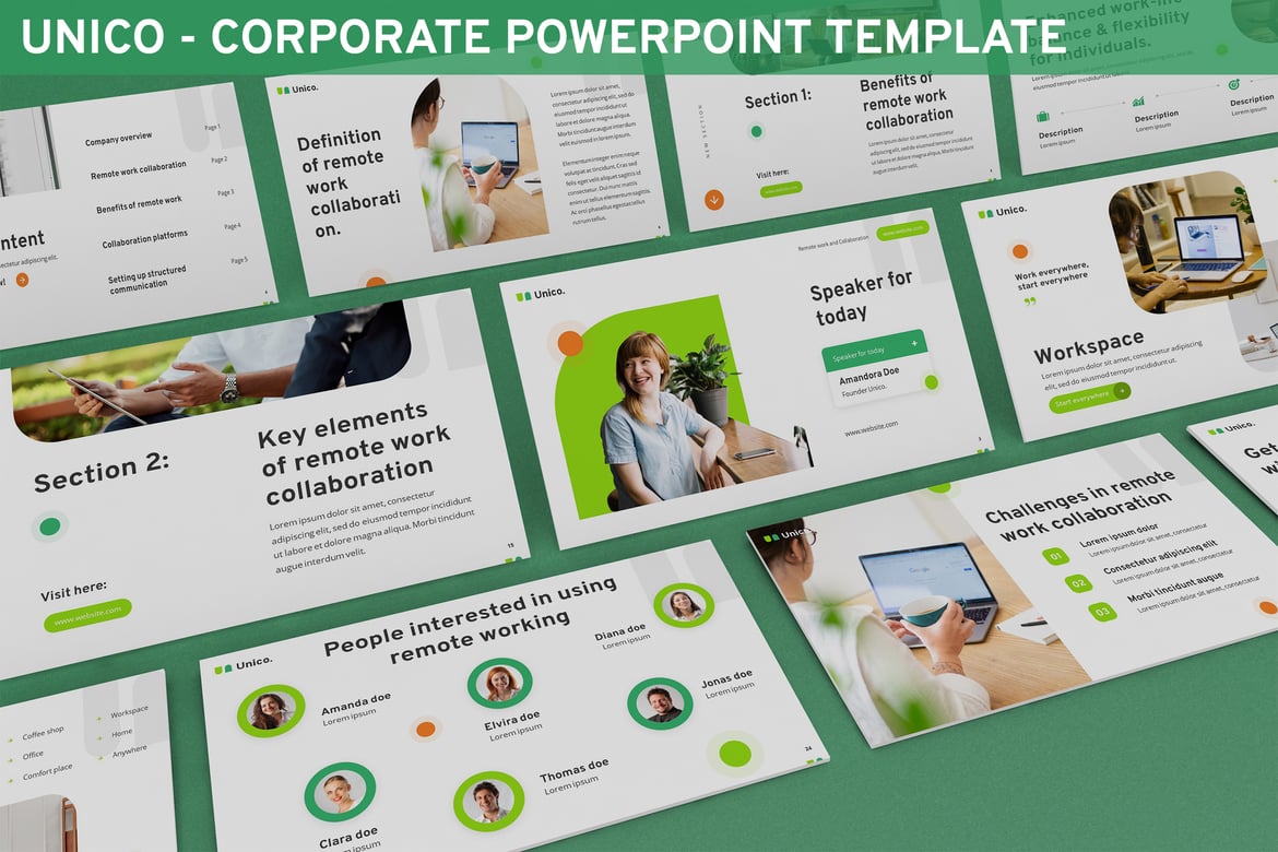 Unico - Template Presentasi PowerPoint untuk Kerja Jarak Jauh yang Profesional