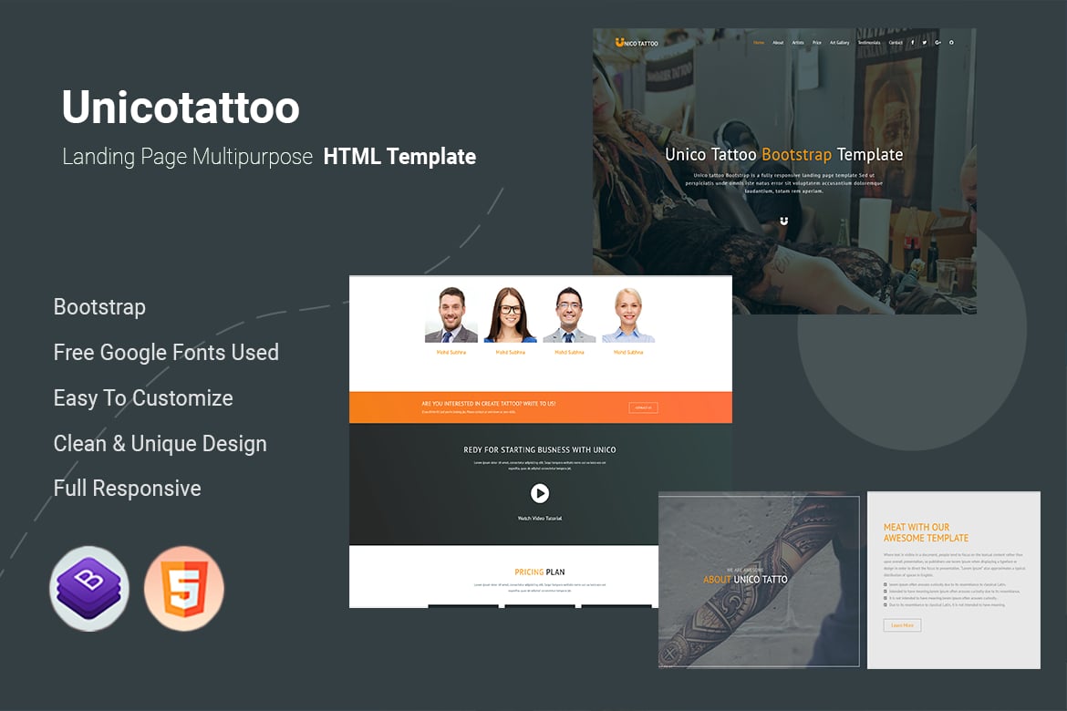 Template Website Unico Tattoo - Solusi Landing Page Serbaguna
