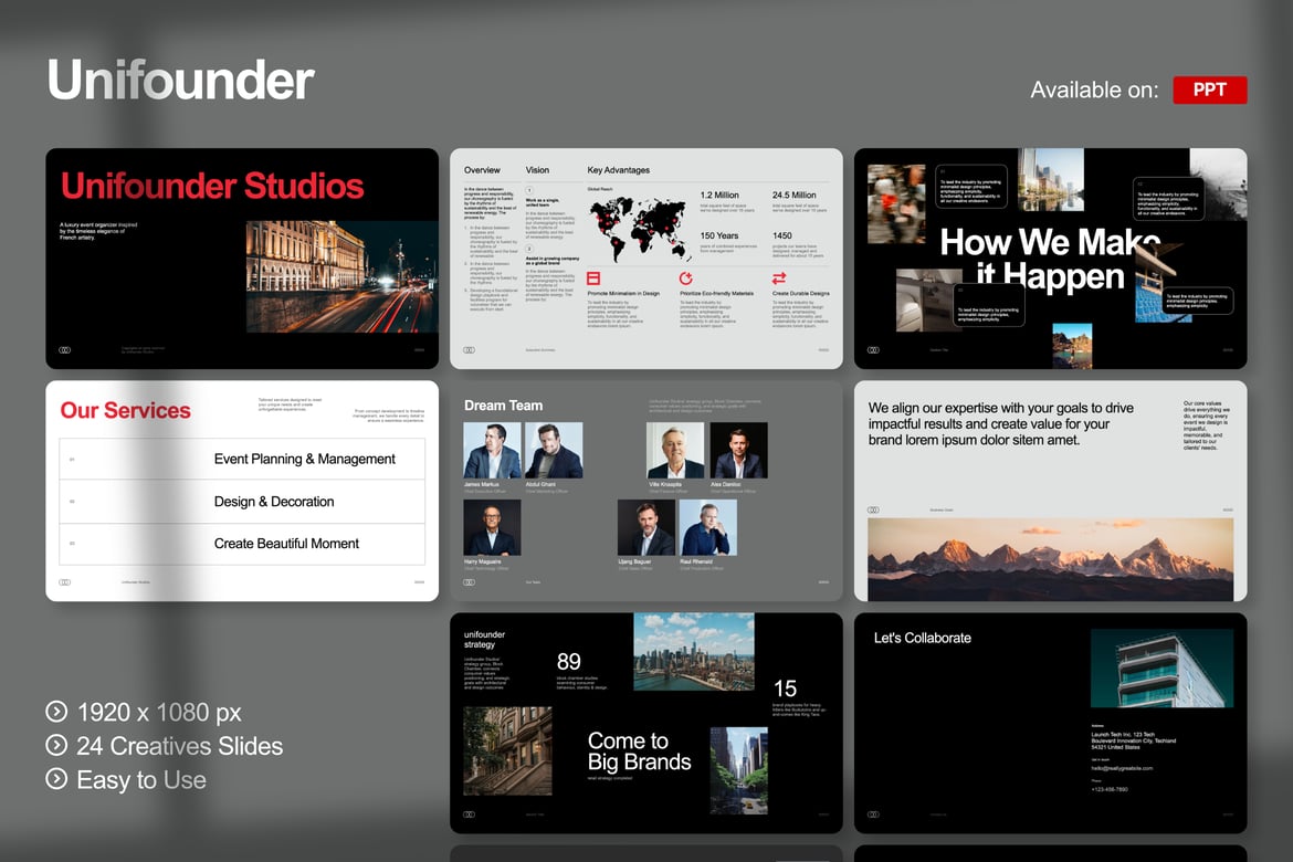 Template Presentasi Portofolio Kreatif Unifounder