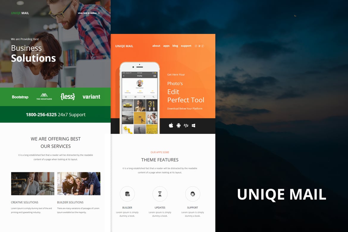 Template Email Responsif Uniqe Mail - Desain Modern dan Bersih