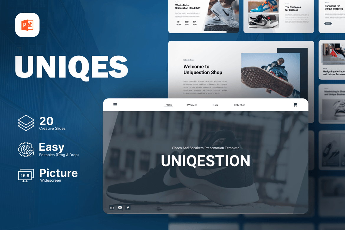 Template Powerpoint Sepatu & Sneakers Uniquestion yang Menarik