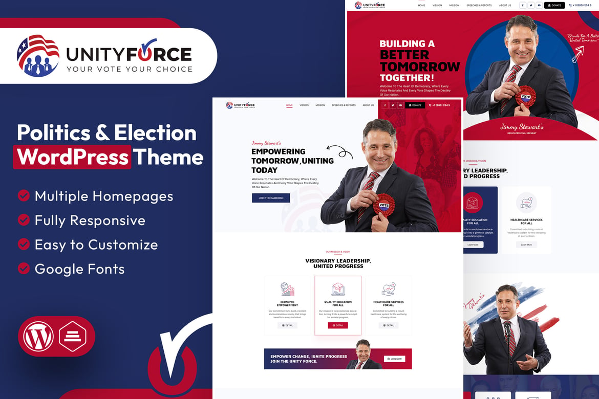 UnityForce | Tema WordPress untuk Politik & Pemilu yang Modern