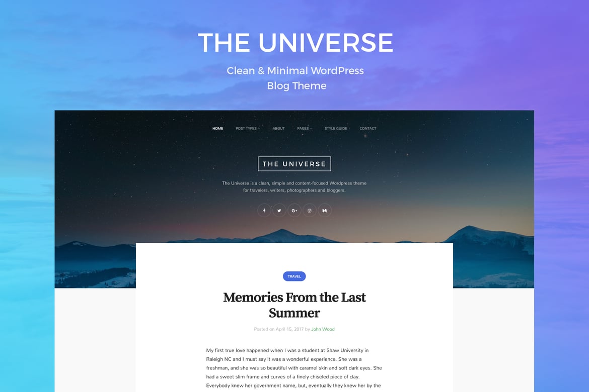 Universe - Tema WordPress Sederhana dan Bersih untuk Blog Anda