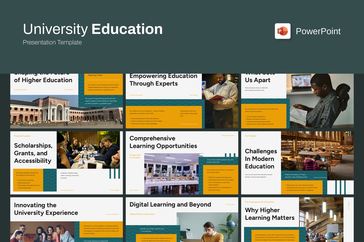 Template Presentasi PowerPoint untuk Pendidikan Universitas yang Modern dan Menarik