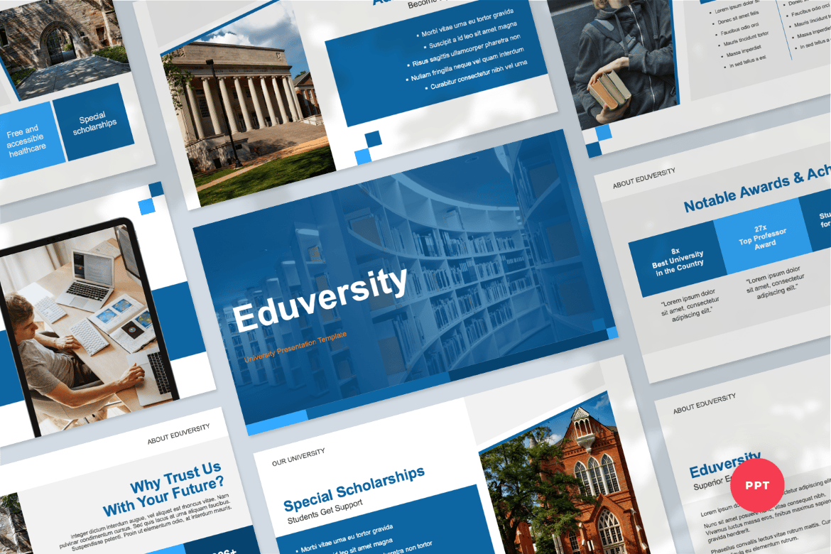 Template Presentasi PowerPoint Eduversity yang Modern dan Profesional