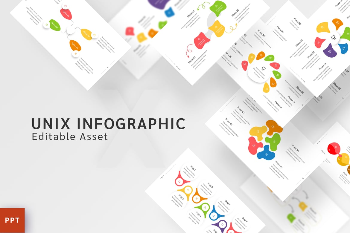Template Presentasi PowerPoint Infografik Unix yang Menarik