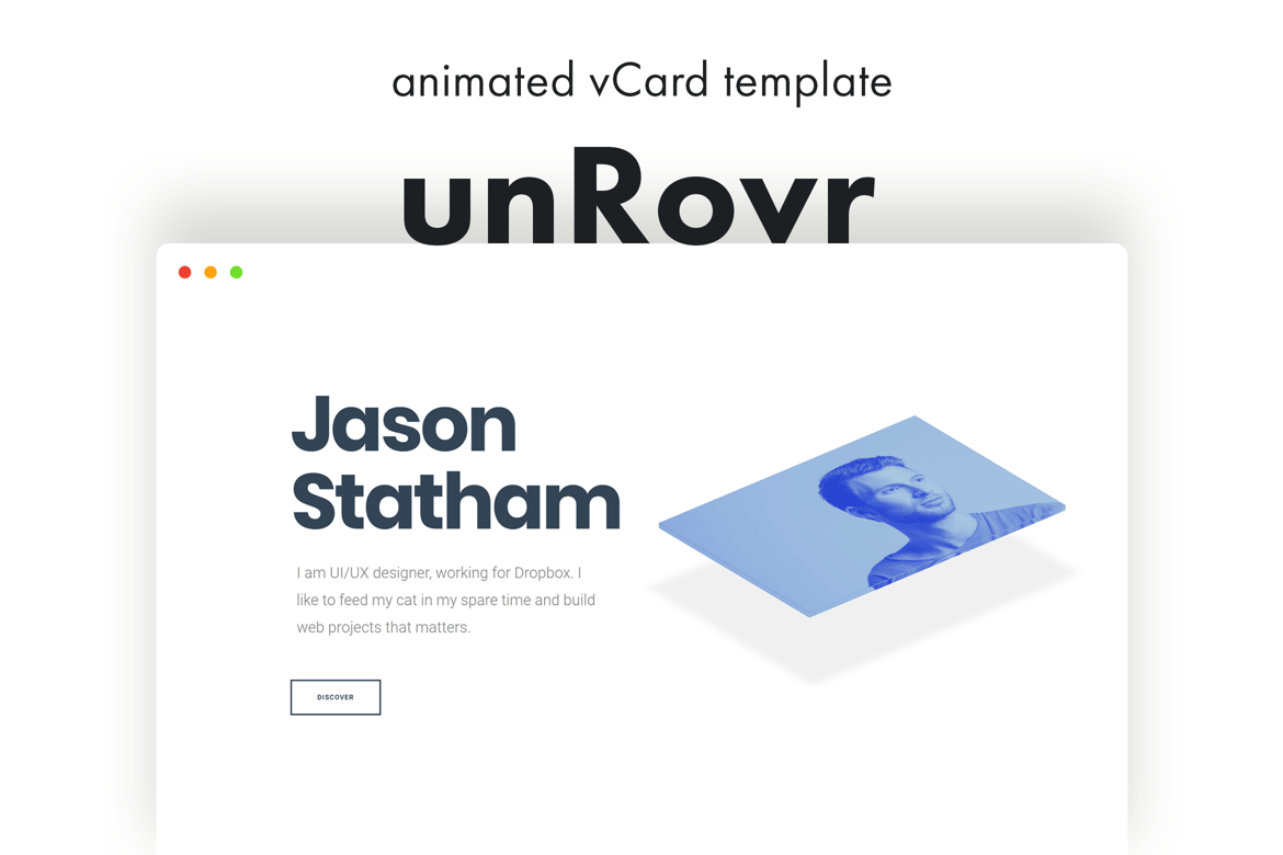 unRovr - Template Website vCard Animasi untuk Resume dan Portofolio Anda