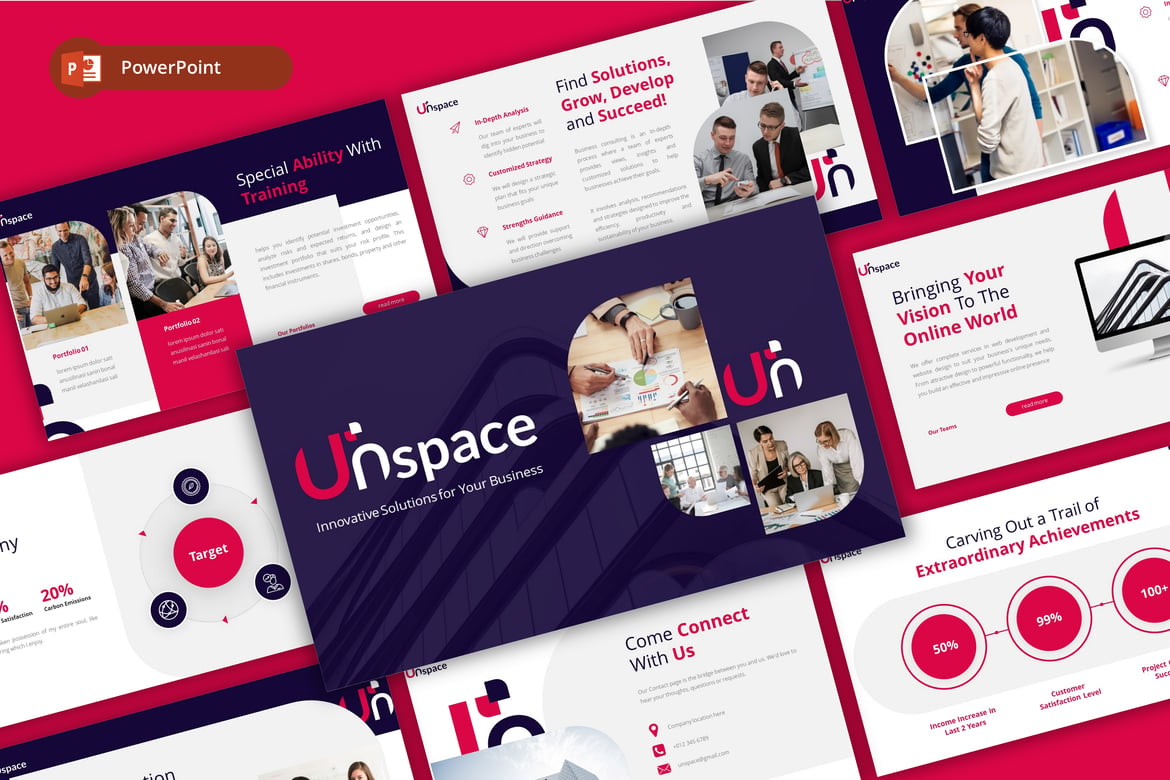 Template Presentasi PowerPoint Unspace - Solusi Inovatif untuk Berbagai Kebutuhan