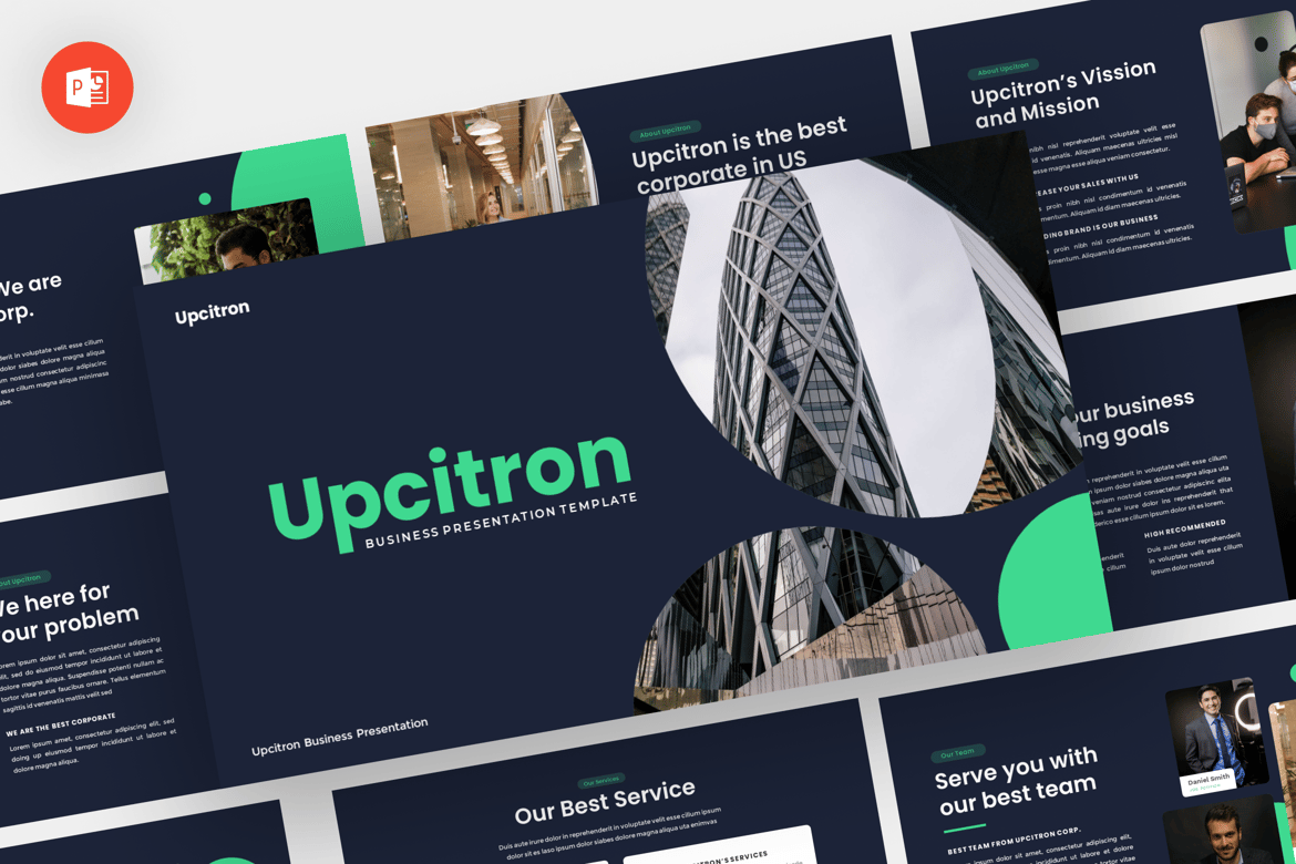 Template Powerpoint Bisnis Upcitron - Solusi Presentasi Profesional