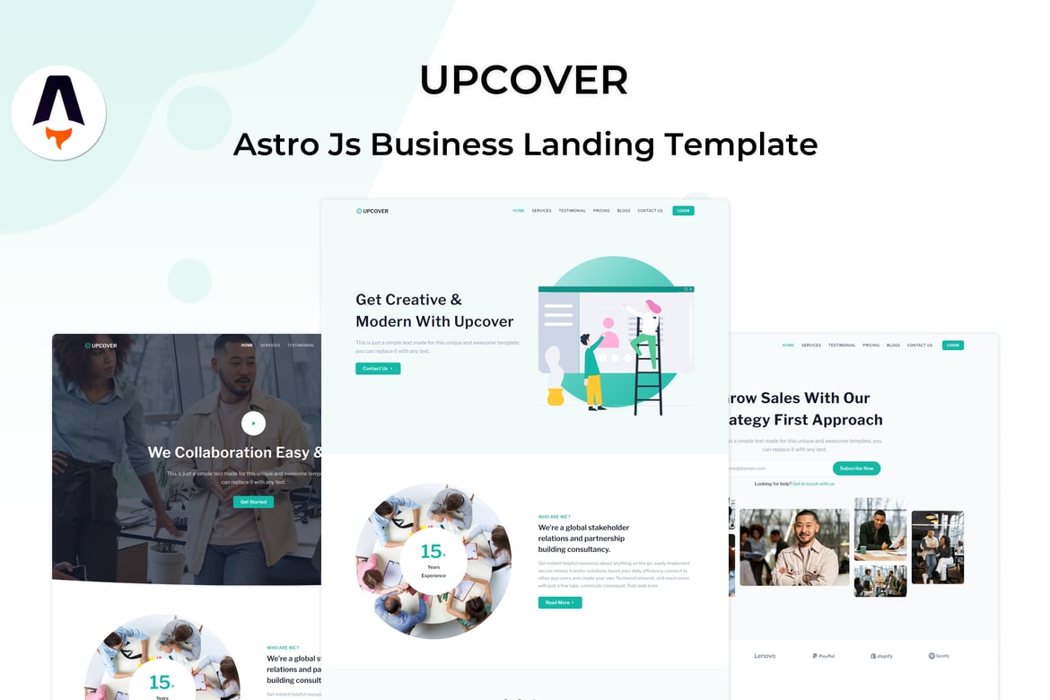 Template Website Upcover - Template Landing Page Bisnis Modern dengan Astro JS