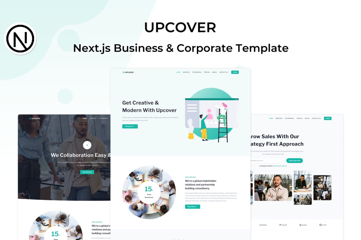 Template Website Bisnis Modern Upcover - Next.js dan React