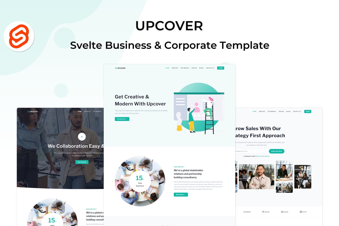 Upcover - Template Website Landing Page Svelte Js yang Modern dan Responsif