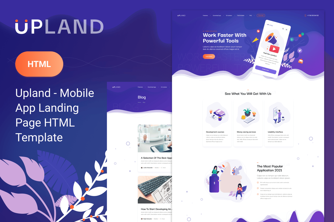 Upland - Template Website Aplikasi Mobile yang Menarik dan Modern