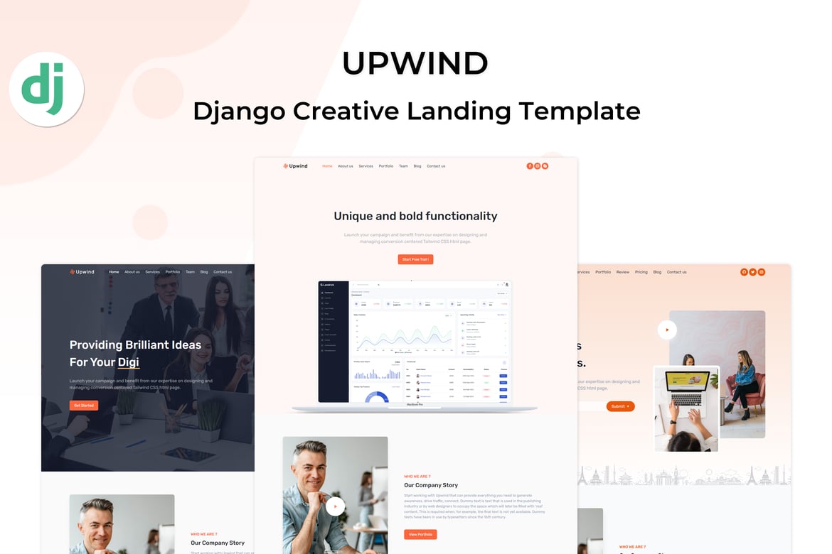 Upwind - Template Website Landing Page Django 5 yang Modern dan Responsif