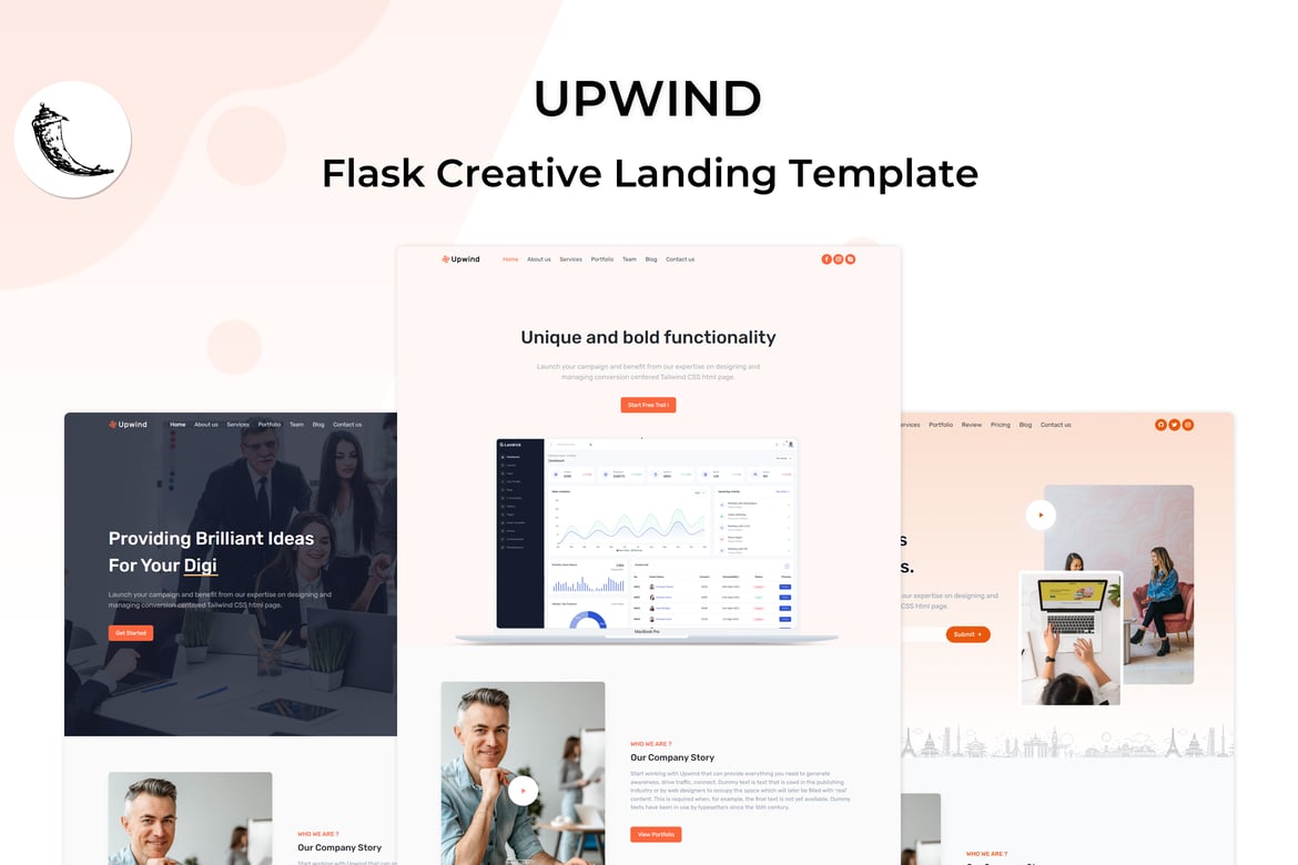 Upwind - Template Website Landing Page Flask yang Responsif dan Modern