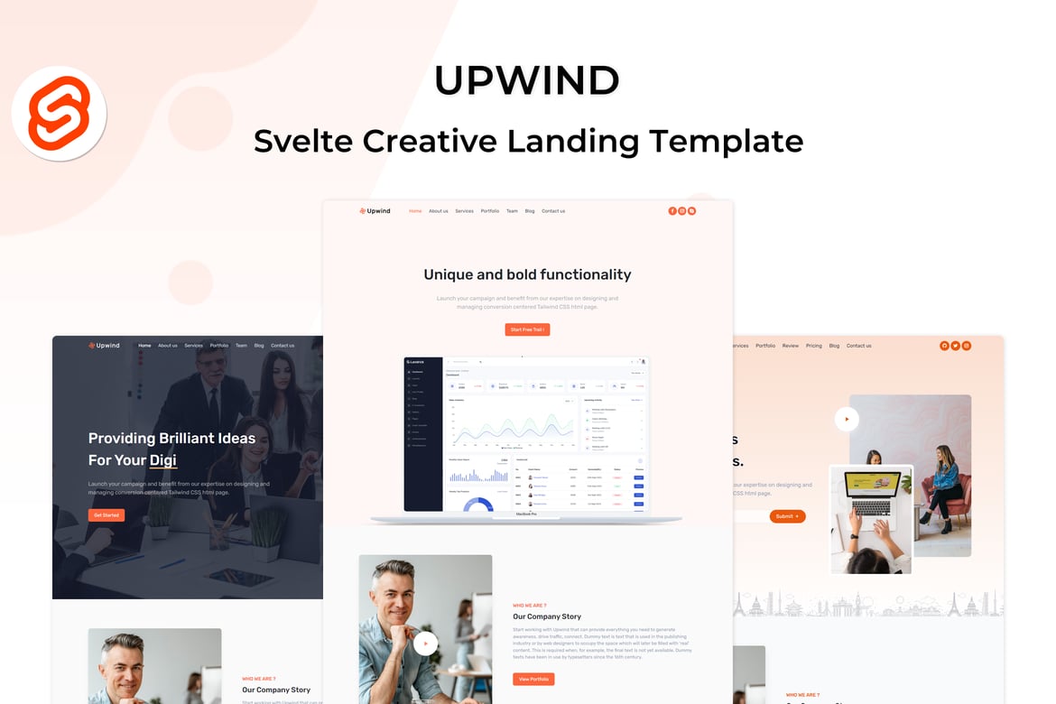 Upwind - Template Website Landing Page Svelte yang Modern dan Responsif
