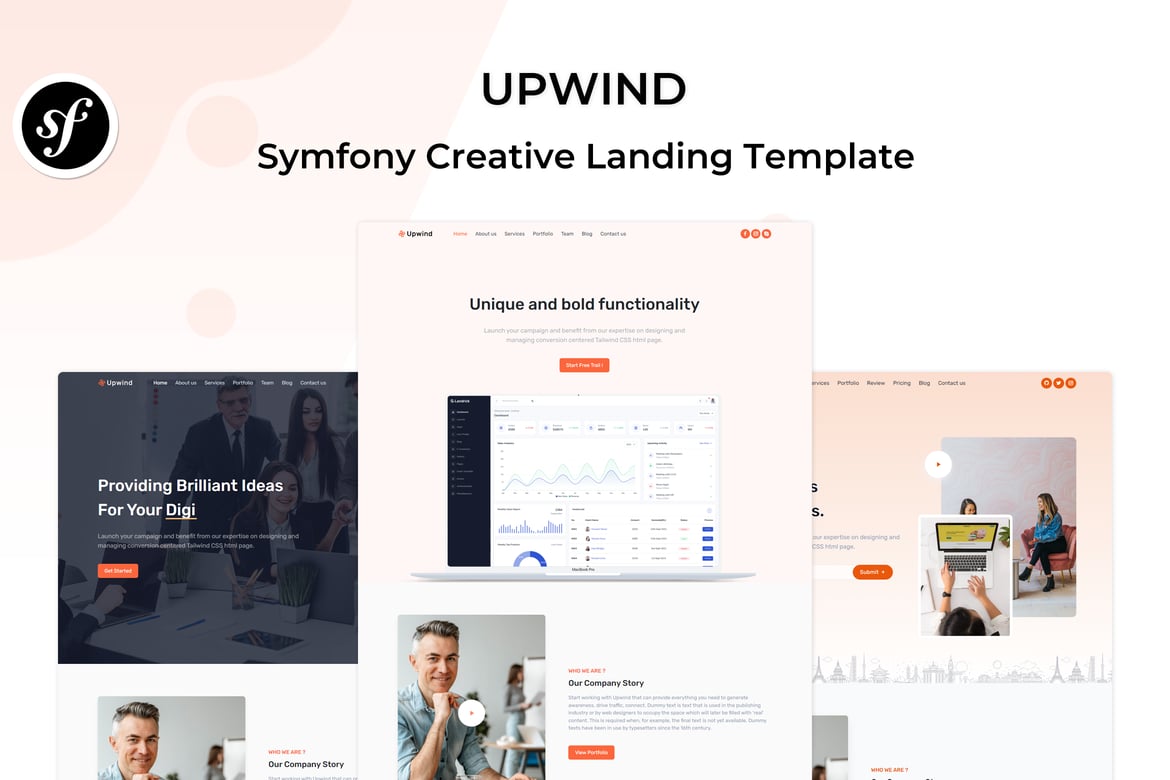 Upwind - Template Website Landing Page Serbaguna Berbasis Symfony