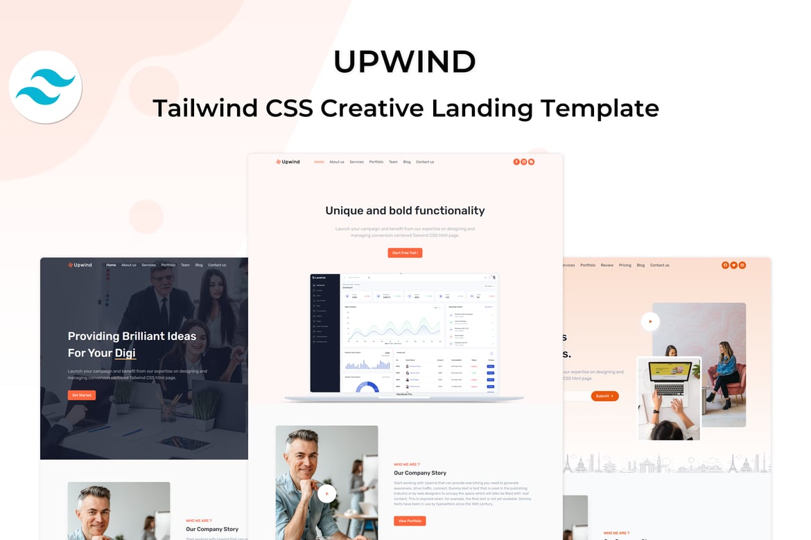 Upwind - Template Website Landing Page Modern dengan Tailwind CSS