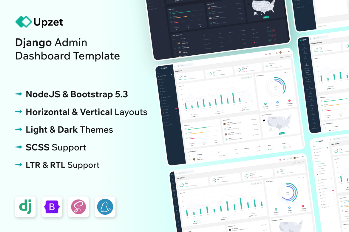 Upzet - Template Website Admin & Dashboard Django Modern