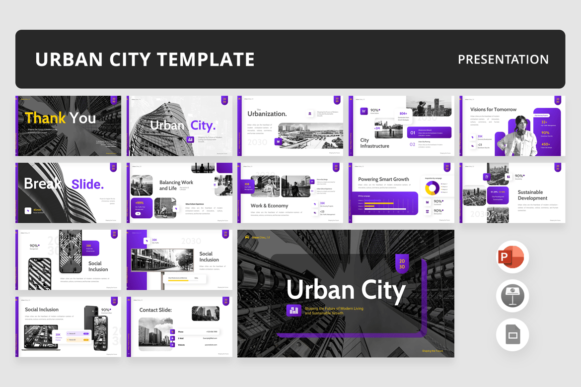 Template Presentasi Modern Urban City untuk PowerPoint