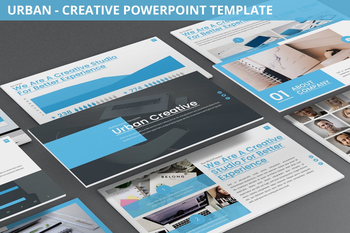 Template Presentasi Powerpoint Urban - Agensi Kreatif Modern dan Bersih