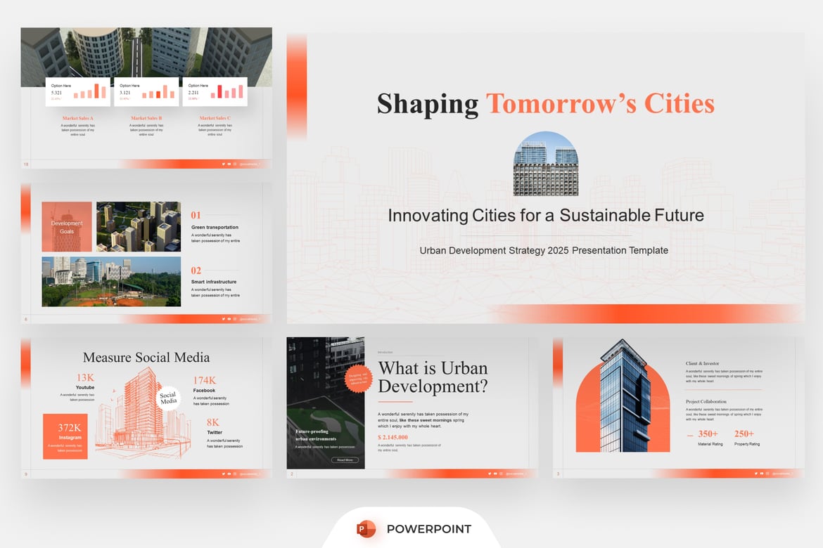 Template PowerPoint Strategi Pengembangan Perkotaan yang Modern dan Profesional