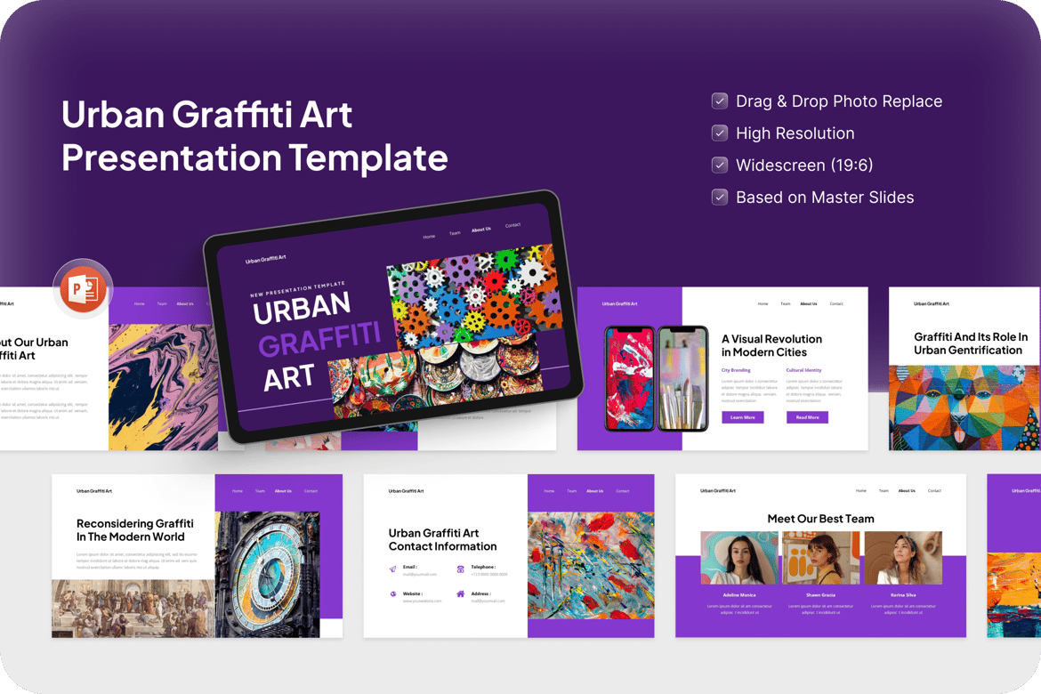 Template PowerPoint Seni Graffiti Urban yang Menarik