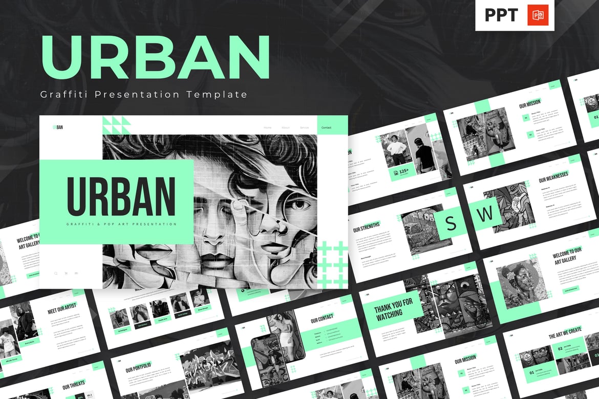 Template Presentasi PowerPoint Urban Graffiti yang Menarik