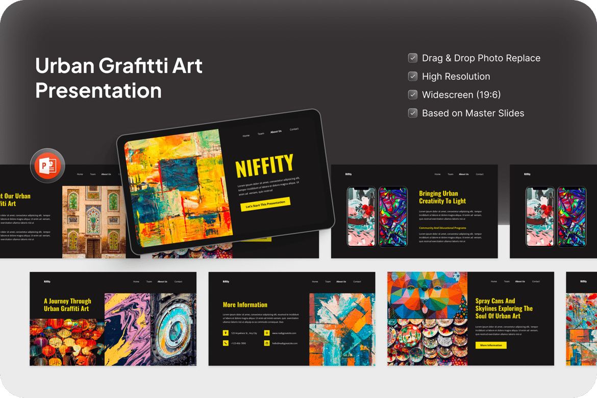 Template Presentasi PowerPoint Seni Grafiti Urban yang Menggugah