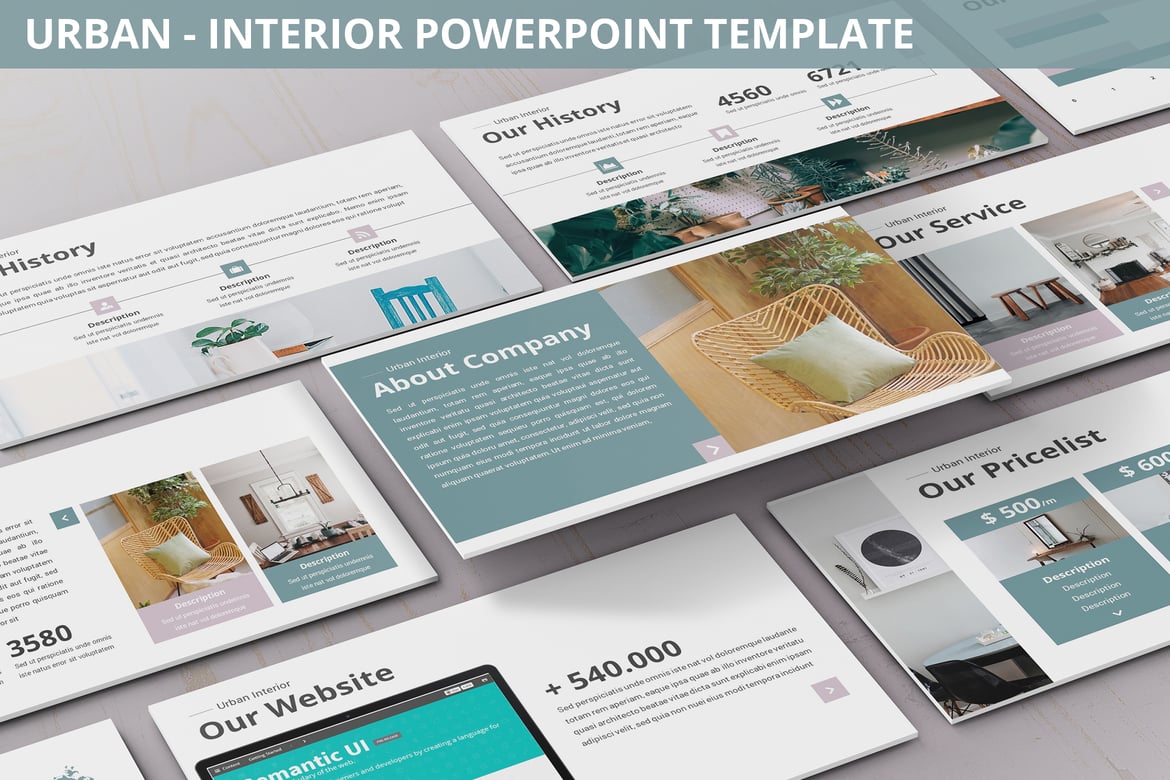 Template Powerpoint Interior Urban yang Modern dan Menarik