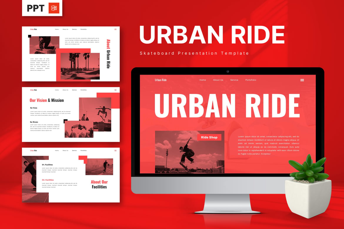 Template Presentasi Skate Urban Ride yang Modern dan Dinamis
