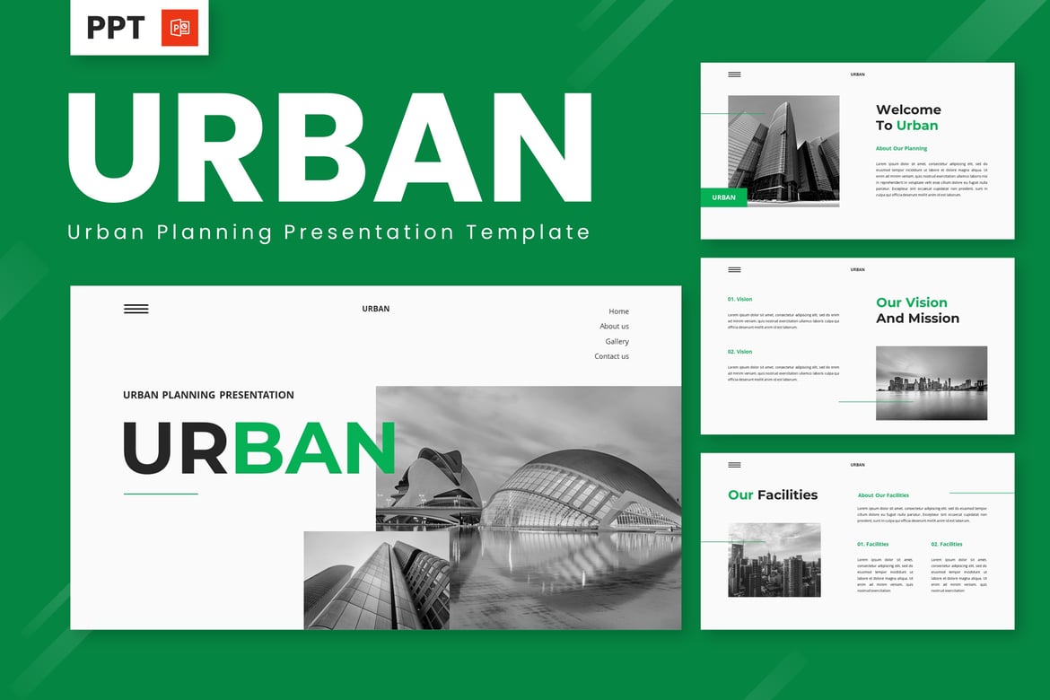 Template PowerPoint Perencanaan Kota yang Modern dan Menarik