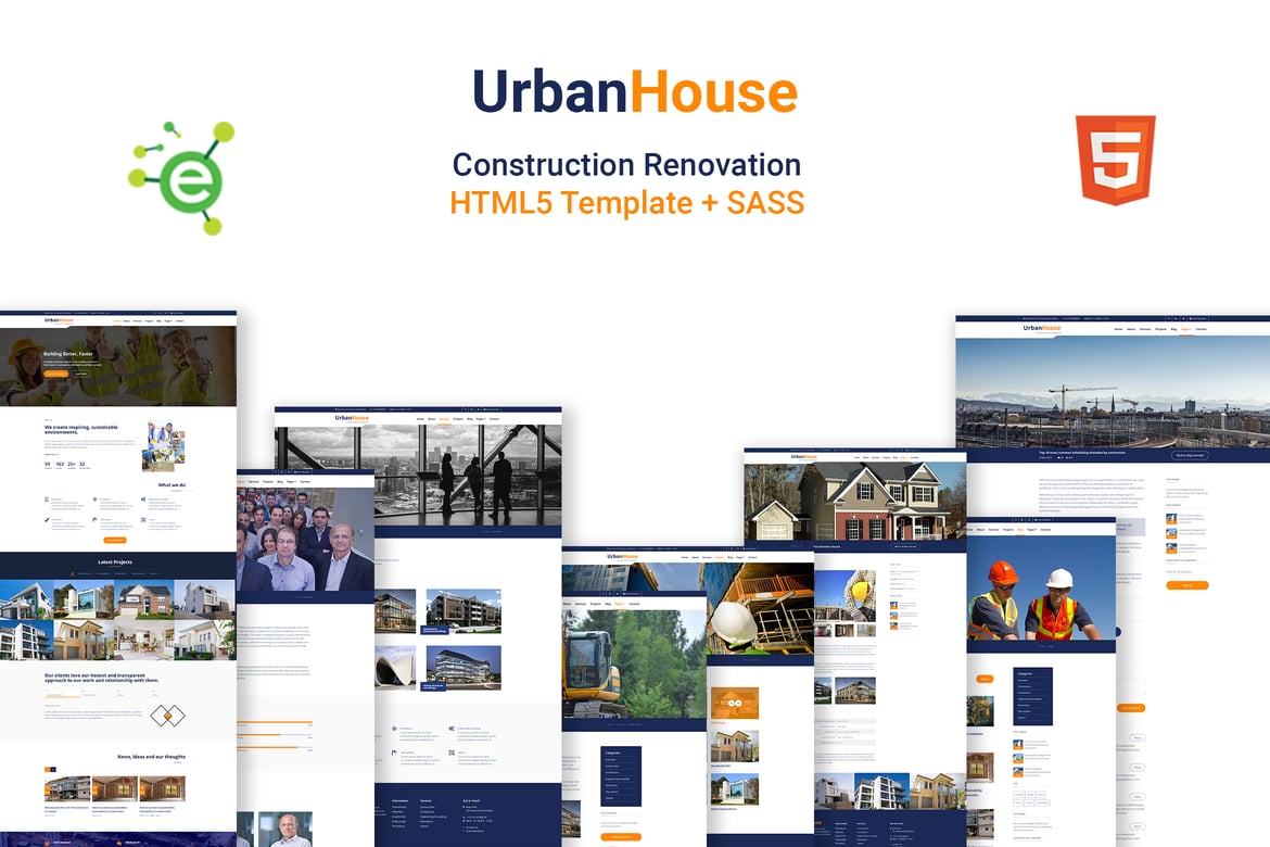 Template Website UrbanHouse untuk Renovasi dan Konstruksi yang Modern dan Responsif
