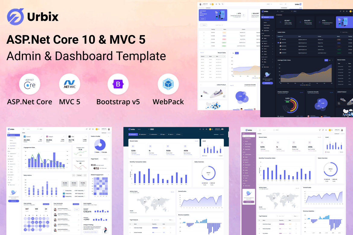 Urbix - Template Admin & Dashboard ASP.Net Modern dan Fleksibel