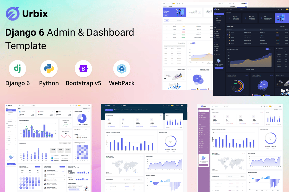 Urbix - Template Admin & Dashboard Django 6 yang Modern dan Fleksibel