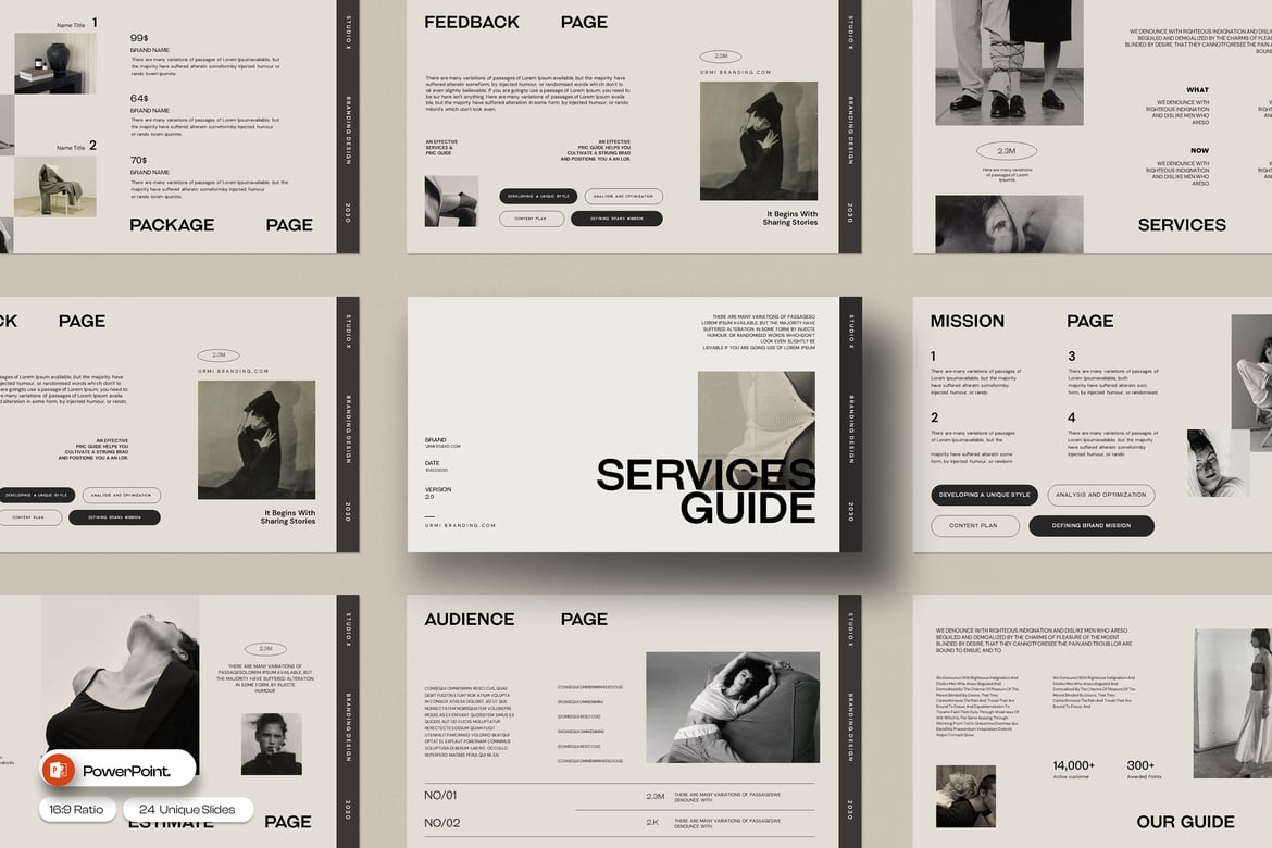 Template Presentasi PowerPoint Urmi untuk Panduan Layanan Profesional