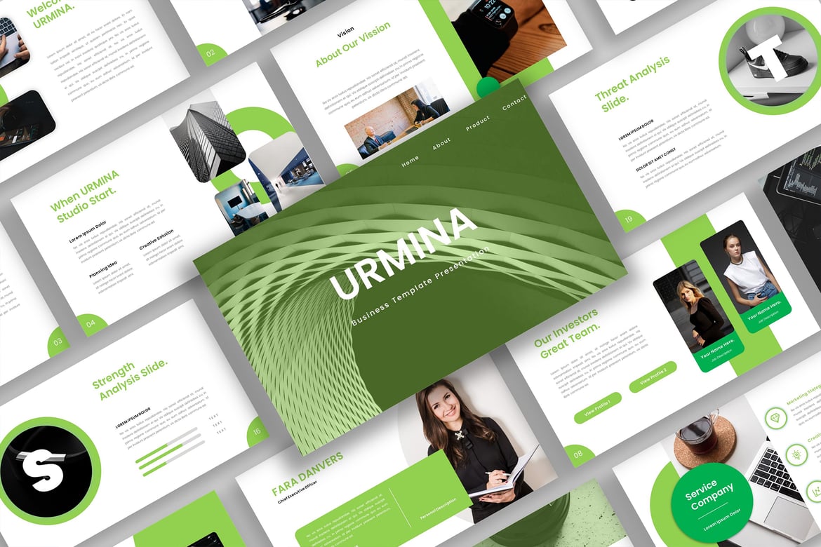 Template Presentasi PowerPoint Urmina yang Kreatif dan Profesional
