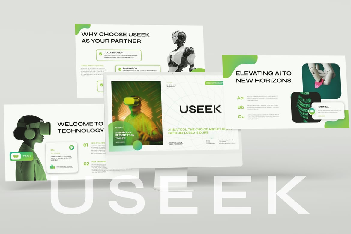 Template PowerPoint Teknologi AI yang Modern dan Menarik