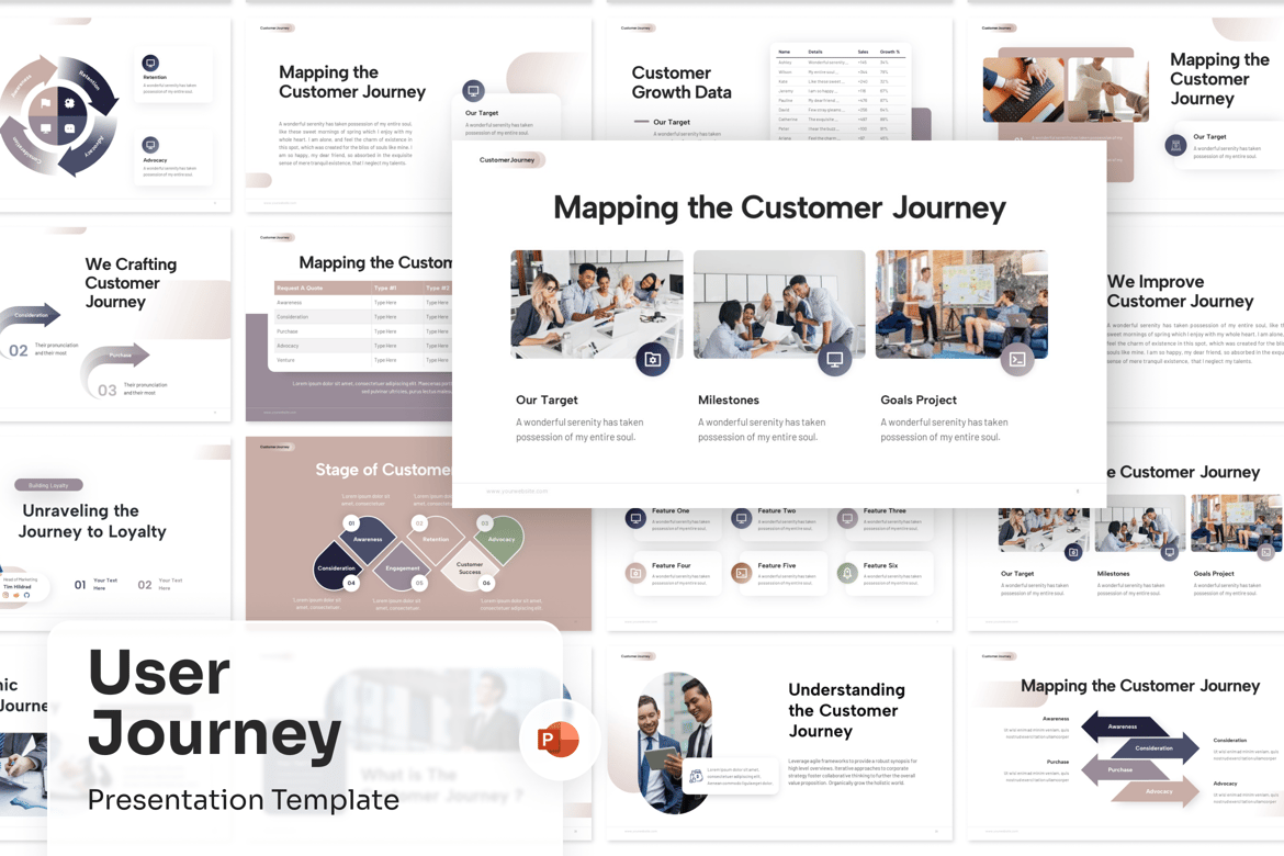 Template PowerPoint Perjalanan Pengguna yang Menarik