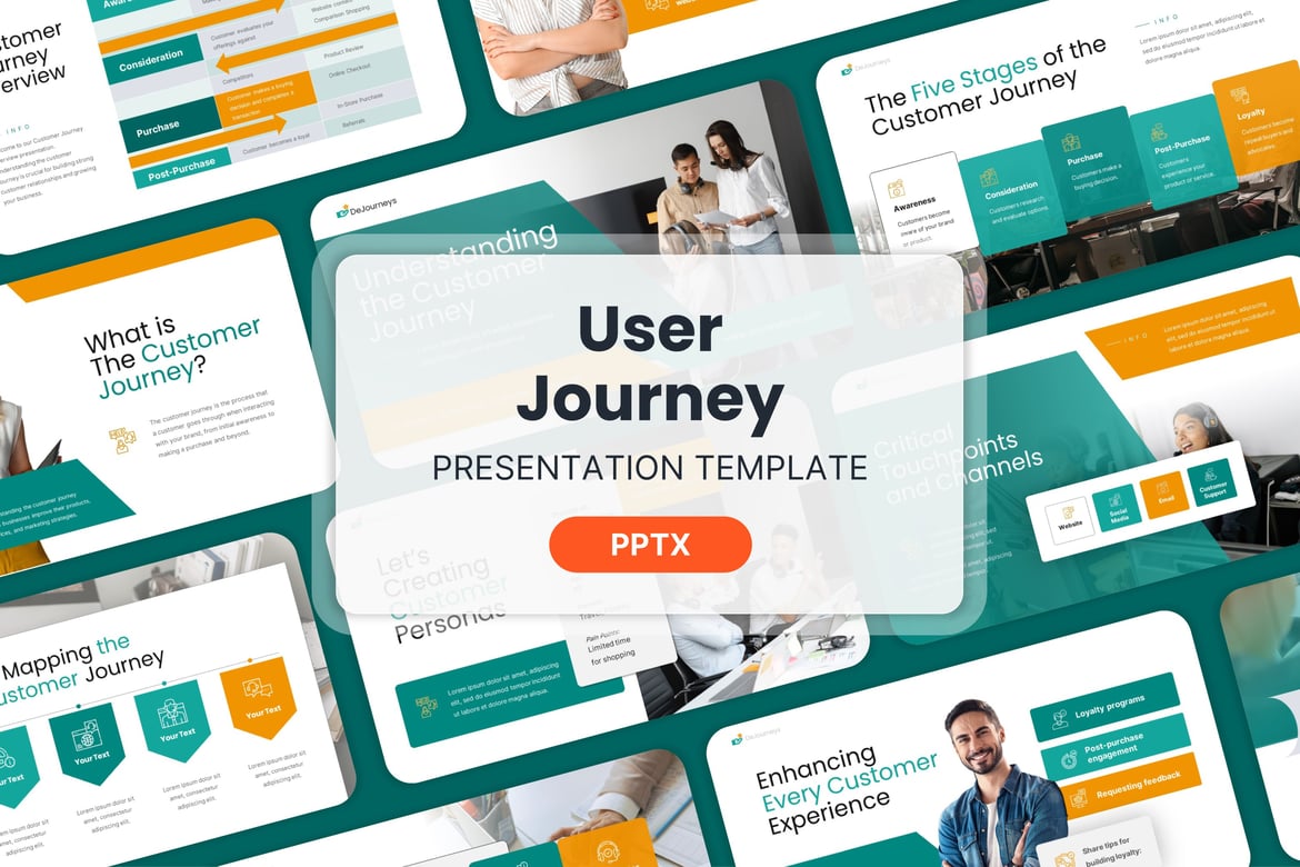 Template Powerpoint Perjalanan Pengguna yang Kreatif dan Profesional
