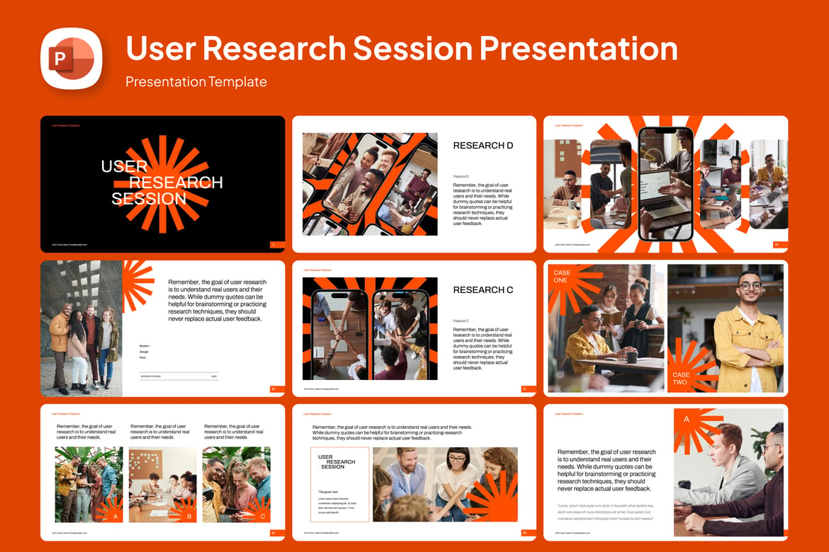 Template PowerPoint Sesi Riset Pengguna yang Menarik