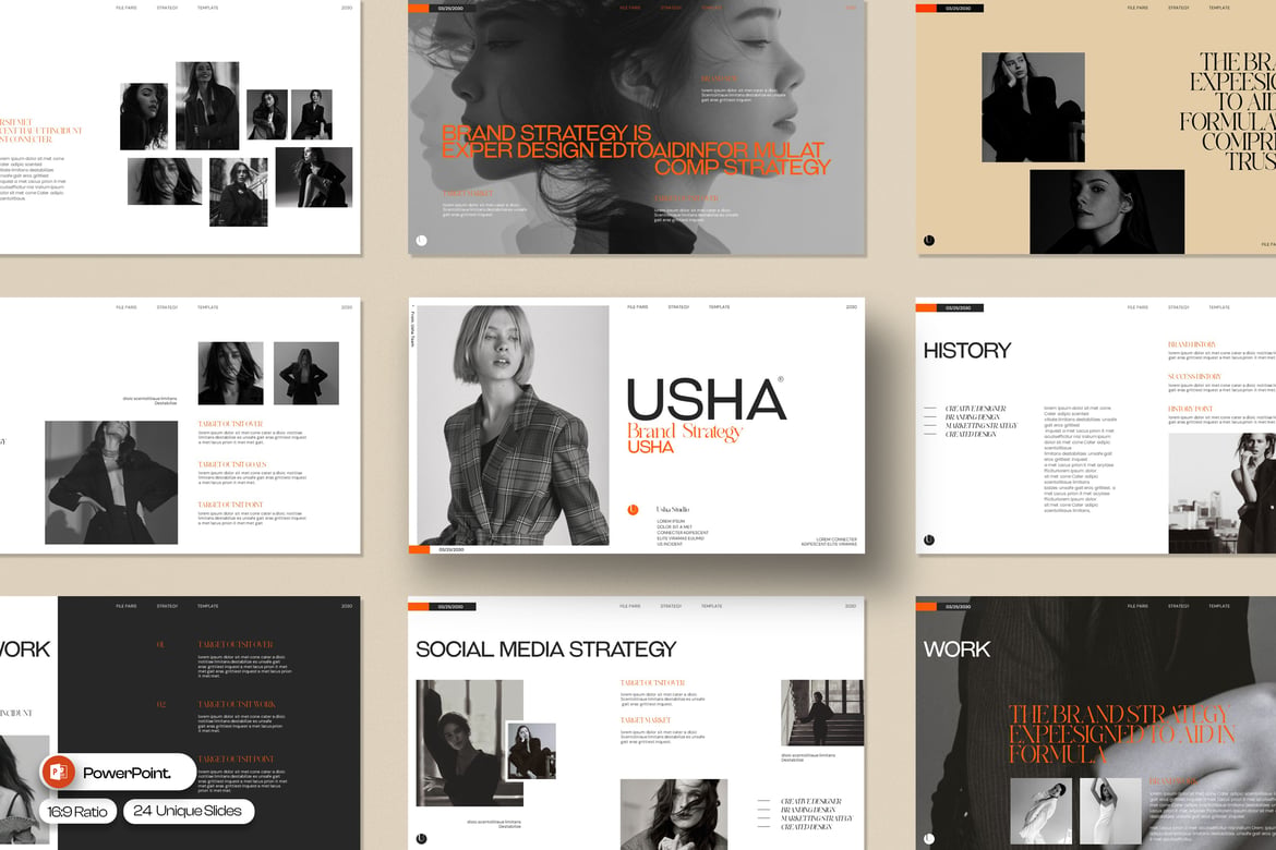 Template Presentasi Strategi Merek Usha yang Modern dan Profesional