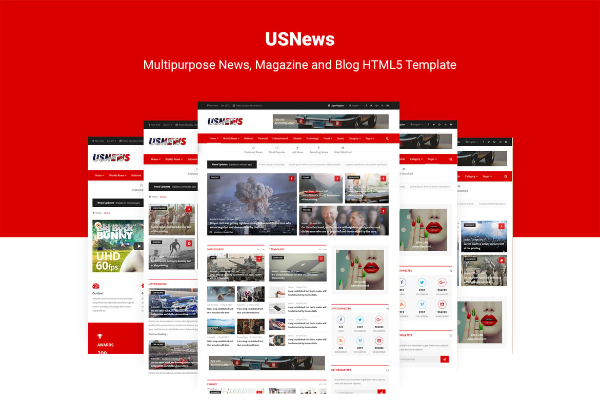 Template Website Berita dan Majalah USNews yang Serbaguna dan Responsif