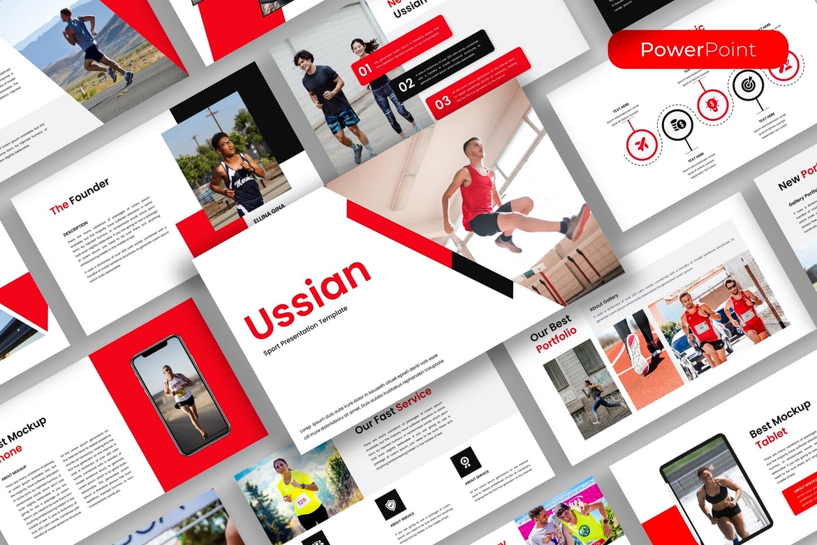 Ussian – Template PowerPoint Olahraga yang Menarik