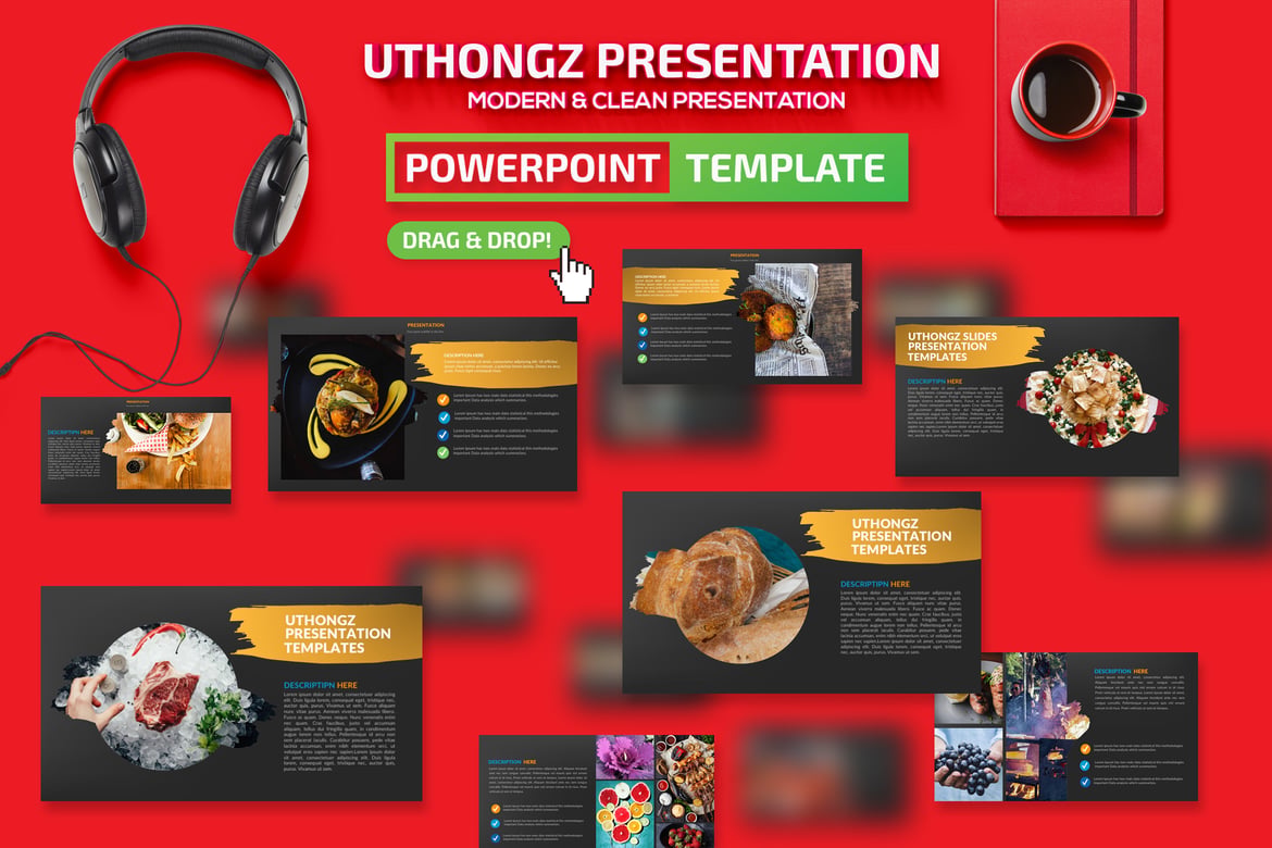 Template Presentasi Powerpoint Uthongz yang Menarik dan Dinamis
