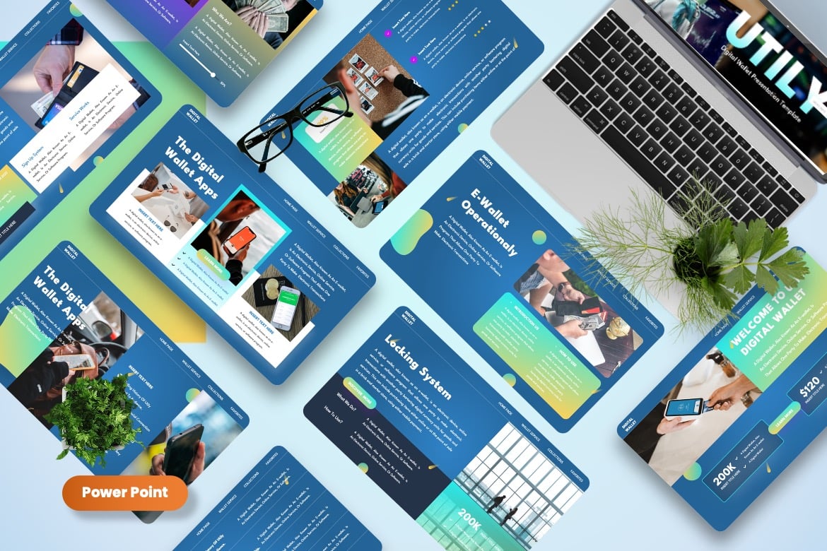 Template PowerPoint Utily - Dompet Digital yang Menarik