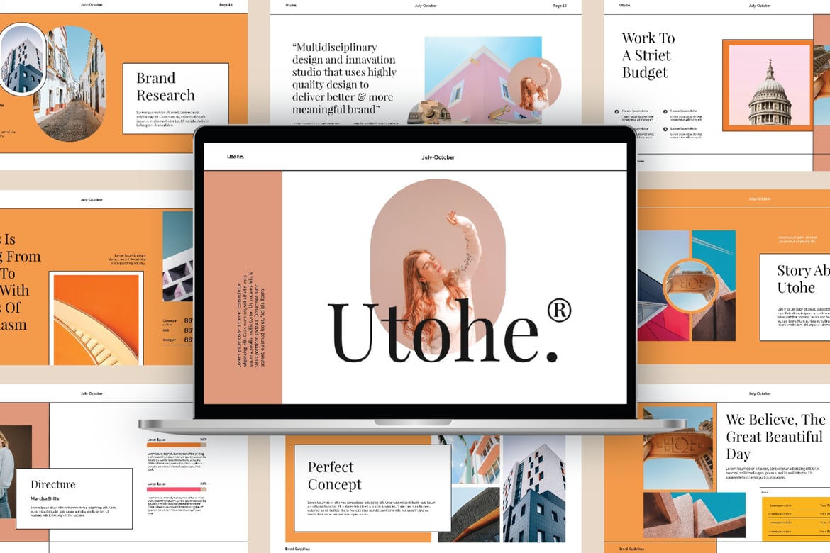 Template PowerPoint Utohe yang Elegan dan Serbaguna