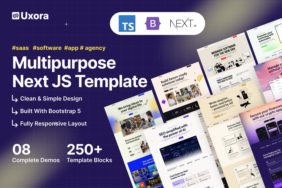 Uxora - Template Website Next.js untuk Bisnis Pertanian dan Perangkat Lunak