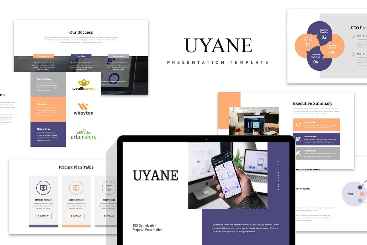 Template Presentasi PowerPoint Uyane: Proposal Optimasi SEO yang Menarik