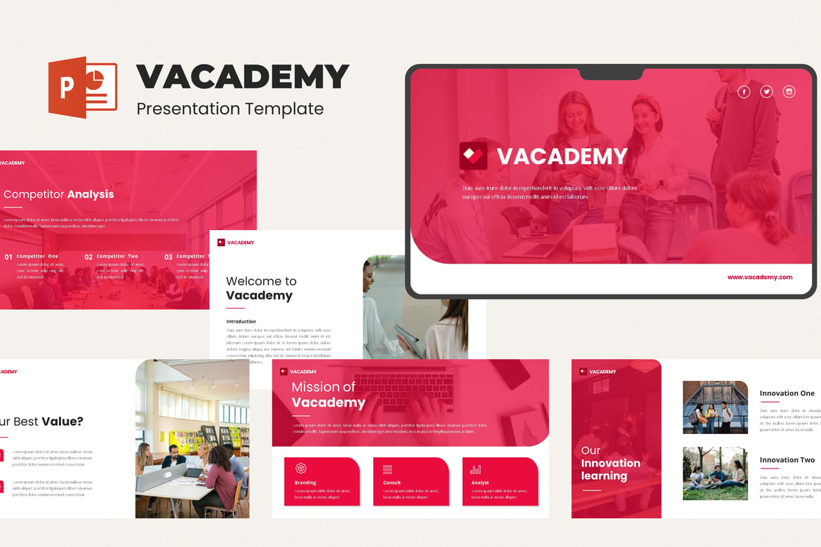Vacademy - Template PowerPoint Presentasi Edukasi yang Menarik